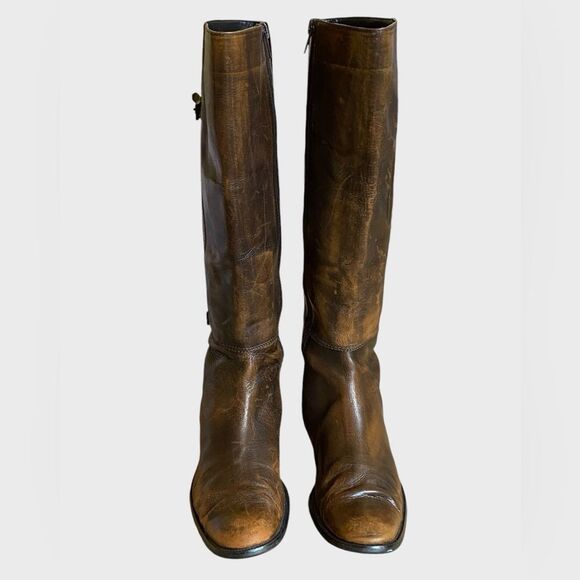 Valerie Stevens Randolph Brown Fume Leather Tall Boots Sz 6.5 Equestrian Riding - Picture 3 of 14